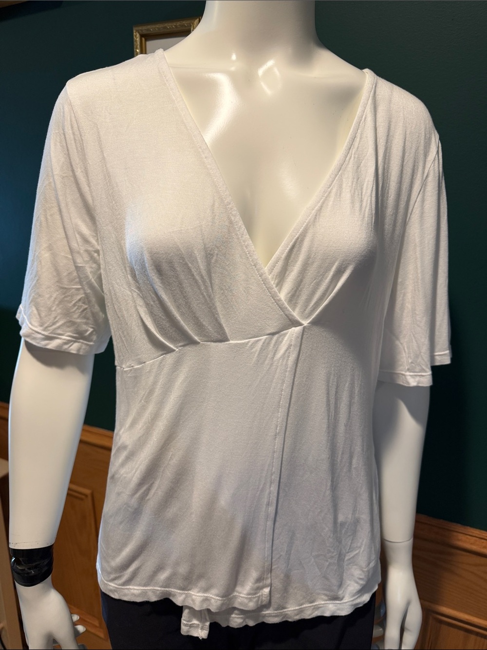 United Colors of Benetton A-Symmetrical Deep V-Neck Surplice Short Sleeve Tee